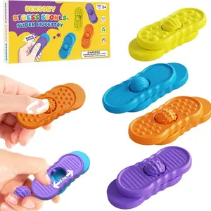 4Pack Sensory Slider Fidget Stones Set Rolling Ball Beads Textured Toys for Adults Kids Stress Relief Calming Anxiety Toy For Classroom Office Travel Gift