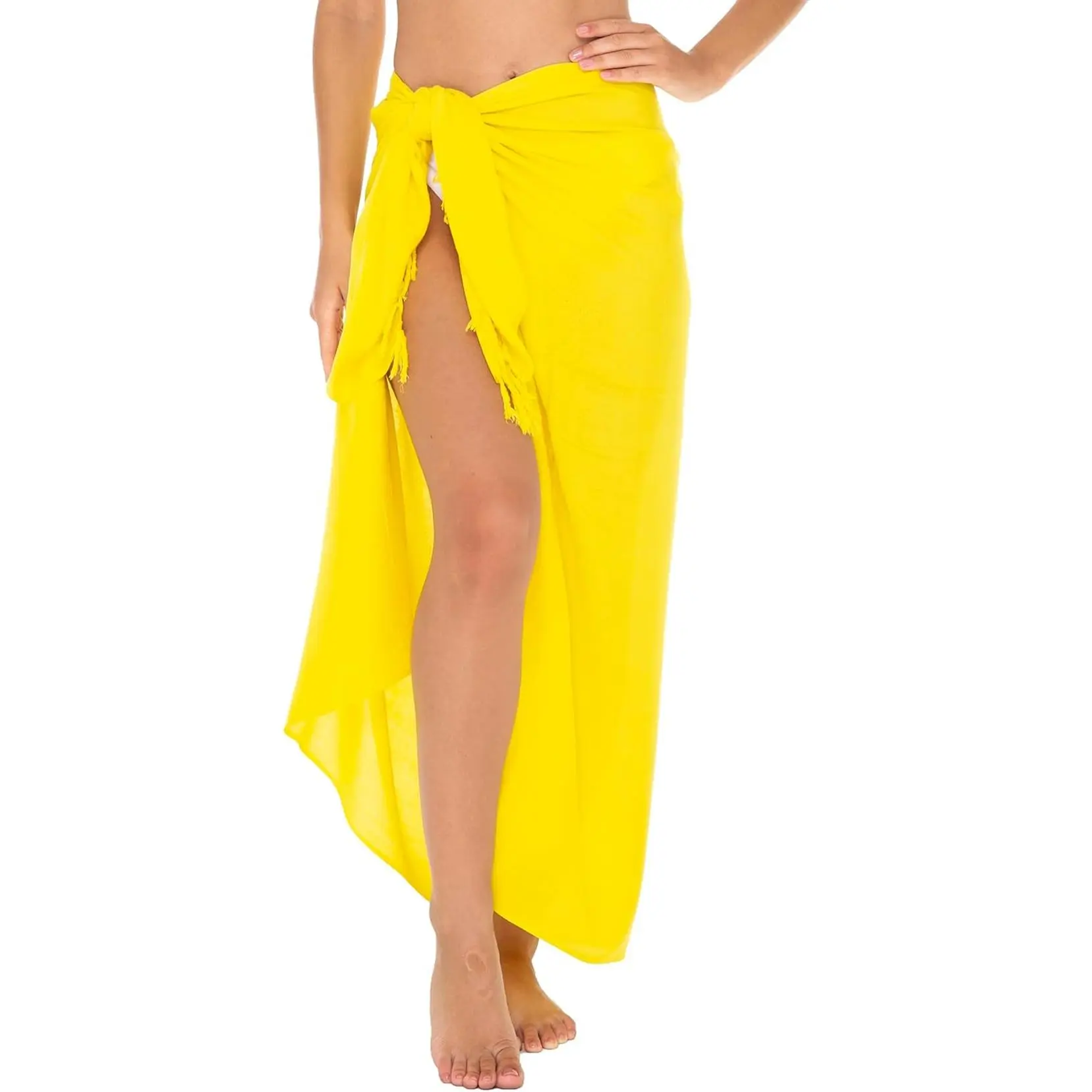 Women's Long Beach Sarong Pareo Wrap Skirt - Female 1 Size Beachwear Swimwear Cover Up with Coconut Clip, Regular Fit, Hand Wash Compatible