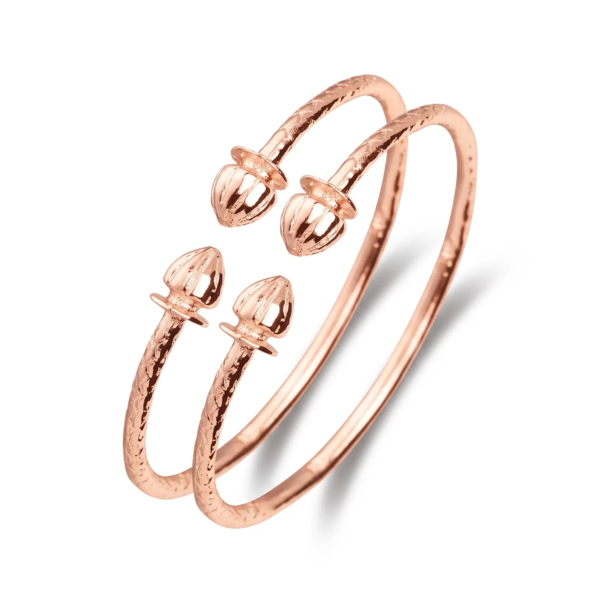 Better Jewelry Baby Bangles, Acorn Motif Solid Copper West Indian Style, Matching 1-Pair Set, Sizes 5/5.5/6, Matching Pairs