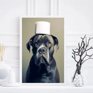 Room Decor 1pc Cane Corso Bathroom Art Poster, 12x16 inch, Frameless Canvas Print, Funny Dog Toilet Paper Art, Creative Wall Decor, with Digital Download, for Dog Lovers, Home, Bedroom, Kitchen, Living Room, Bathroom, Office, Cafe Wall Art Poster