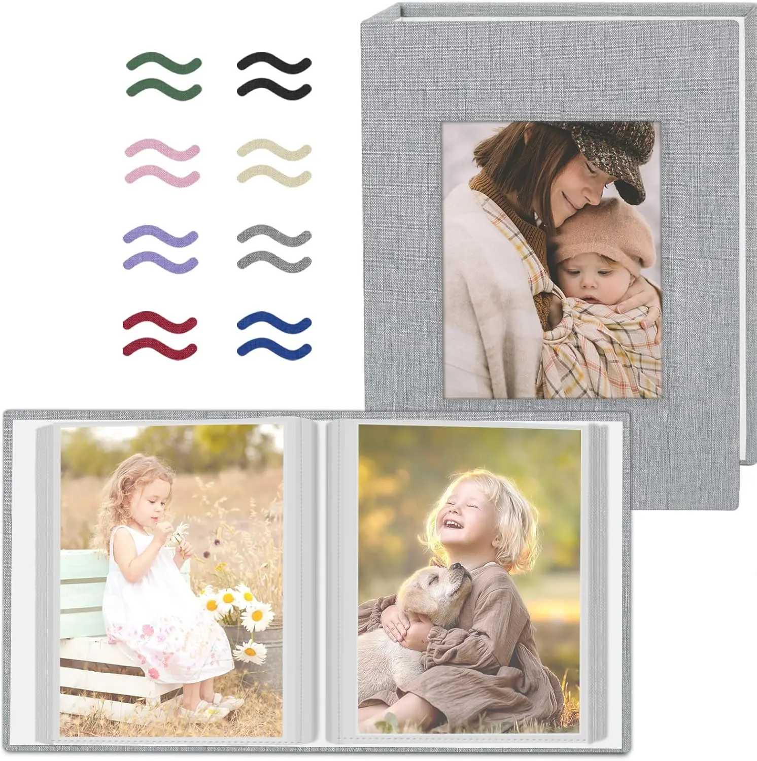 2 Pack Photo Album 4x6 Pictures, Small Linen Slip-in Photo Albums Book for 80 Photos with 40 Pockets, Birthday Gifts for Women Mom Family Baby