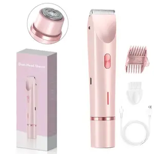 Women's Electric Razor Dual Head Reusable Female Trimmer Body Hair Remover, Lithium Ion Batteries Included, New Condition