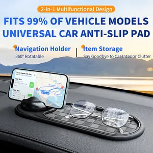 Car Anti-Slip Dashboard Mat with 360° Rotating Phone Holder! Strong Grip No Sliding, Holds Phone & Navigation Steady, Stores Keys & Sunglasses, Super Stable for Bumpy Roads!