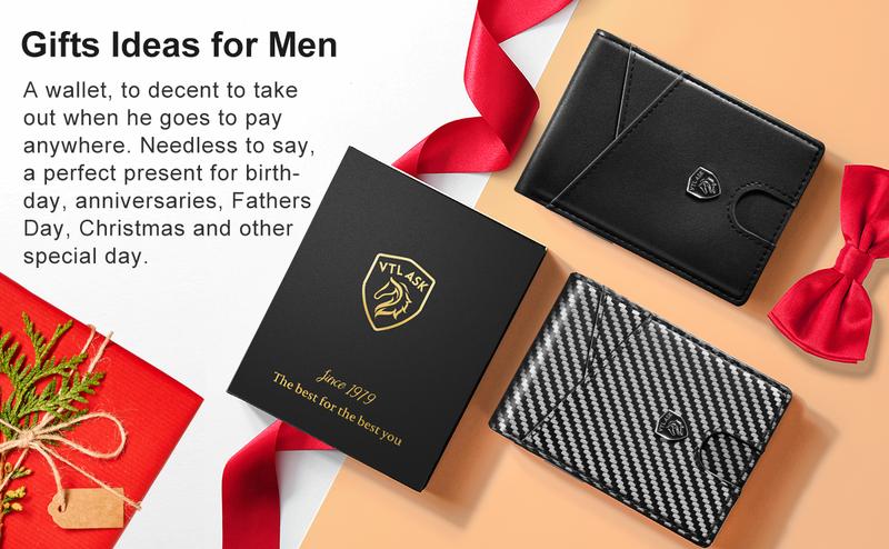 VTLASK Men's Slim Wallet with RFID Blocking Men gifts Holidays Best Gift Ideas
