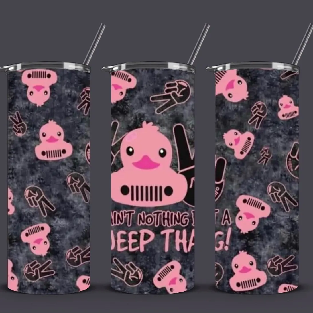 Pink ducky jeep tumbler 20 oz. Water Bottles Washable Reusable Portable Drinkware