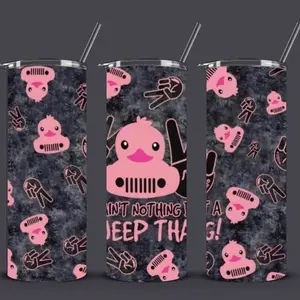 Pink ducky jeep tumbler 20 oz. Water Bottles Washable Reusable Portable Drinkware