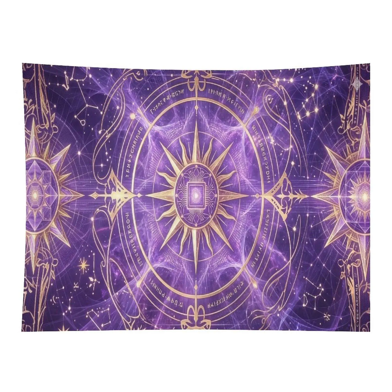 Purple Cyber Zodiac Sun Constellation Magical Astrology Wall Tapestry Wall Hanging, Futuristic Mystic Horoscope Witchy Celestial Meditation Room Decor Ornament