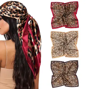 AWAYTR 35” Square Head Scarf for Women 3 Pack Silk Like Polyester Headscarf Hair Neck Scarf Top Bandanas for Sleeping