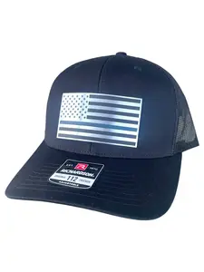 First Responder Trucker Hat with Thin Red or Blue Line Patch in Stainless Steel Acrylic on Adjustable Snapback Baseball Cap trucker  hats