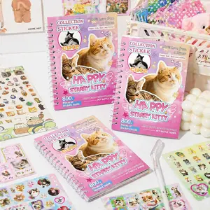 Cute Cat & Dog Sticker Book, 30 Sheets with 800+ Kawaii Aesthetic Stickers for Journaling, Scrapbooking, Planners, Water Bottles & DIY Crafts, Kawaii Funny Meme Pet Sticker Album Gift Summervibes,Teacher appreciation gifts,Graduation party gifts