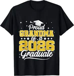 100% Cotton Proud Grandma of A 2026 Graduate Senior 2026 Family Matching T-Shirt