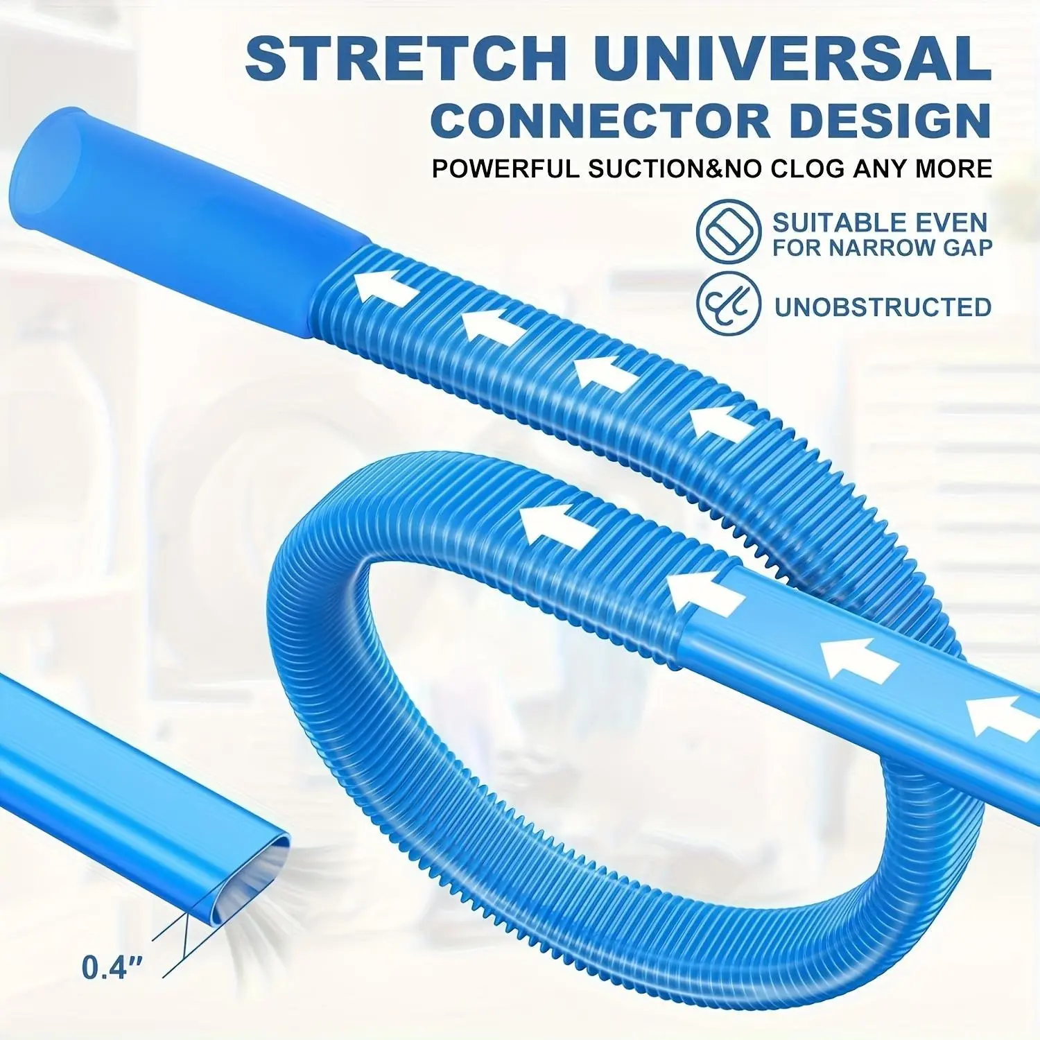 Flexible Vacuum Hose Attachment for Dryer Vent Cleaning, Elastic Connector, Compatible with Most Vacuums, Plastic Material, 1pc