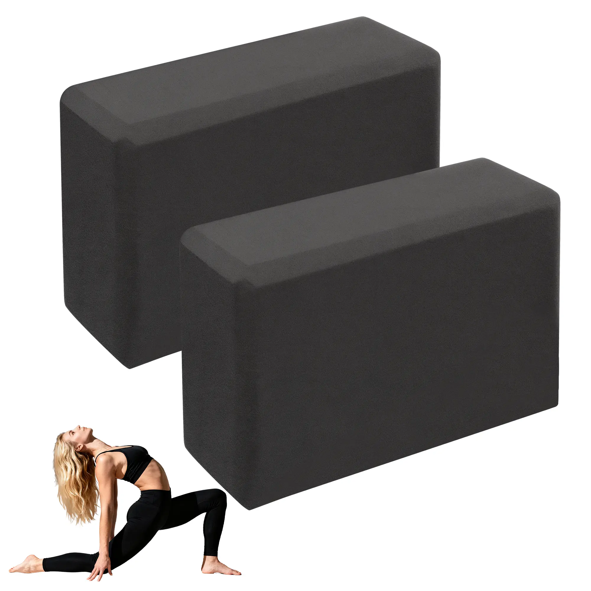 Yoga Brick - Supported Latex Free EVA Foam - Soft Non-Slip Surface with Beveled Edge Edge design for yoga, pilates and meditation