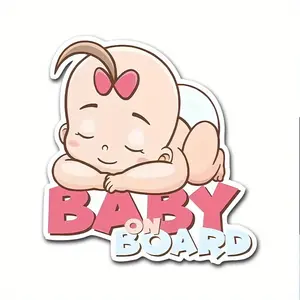 Sleeping Baby on Board Car Sticker – PVC Safety Decal for Vehicles – Cute Baby Car Stickers for Opel, SUVs, Trucks, and More