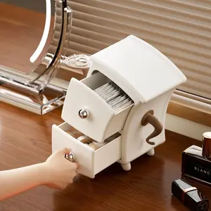 Drawer-equipped desk storage box - A unique storage cabinet statue with key tray - An interesting room decoration suitable for jewelry, hair accessories and office supplies, a unique housewarming gift for women