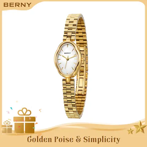 BERNY Gold Watches for Women – High Quality, Elegant Dainty Vintage Style, Ladies Quartz Watch, 3ATM Waterproof, Fashionable Female Wristwatch, Luxury Birthday Gifts, Reloj de Mujer, Fall deals for you