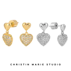 Small Heart Drop Earrings