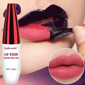 3 Color Peel-Off Lip Gloss Set, Highly Pigmented Lip Tint Lip Glaze, Long-Lasting & Transfer-Proof Lip Tatoo, Ultra-Easy to Apply, Non-Sticky Wear, Glossy, Instantly Brightens & Enhances Lip Color, for Daily Use, Parties & Travel