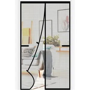 Screen Door 32x80 inch Heavy Duty  Curtain Door Reinforced Fiberglass Mesh Curtain Door Full Frame, Hands Free, Pets Friendly