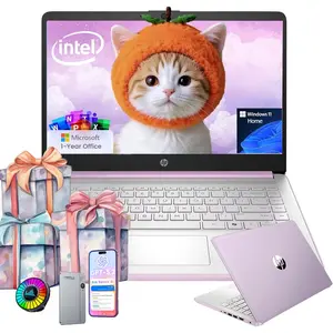 HP 2026 14" Ultra-Light Laptop | Windows 11 Home | 8GB RAM 128GB UFS | Intel Quad-Core | Honey Lavender | Student Business PC With Bundle Accessory