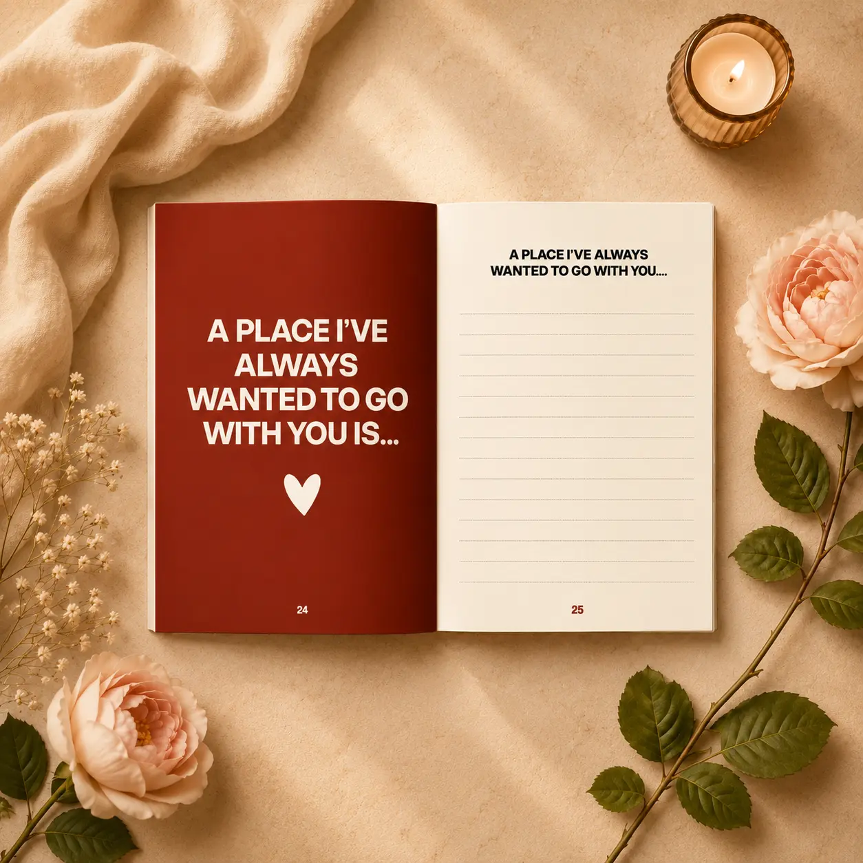 Couples' Guided Pages Fill-In Love Book - Cute Notebook, Home Decor Keepsake, Anniversary Journal, Sentimental Gift for Partner, Wife, Boyfriend, Valentine’s Day/Birthday Memento