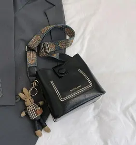 Crossbody Bag With Guitar Strap, Vegan Leather Tote, Western Nude Purses For Women with Bunny Doll Pendant