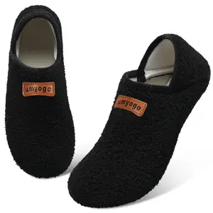 Cozy Slippers for Women & Men Indoor Barefoot Socks Slip-On House Shoes Comfortable for Home Bedroom Travel Yoga Footwear Soft Fleece Beige