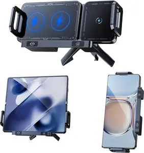 Z Fold 6 Accessories 5W-15W Fast Charging, Auto Rotatable Sensor Wireless Car Charger Samsung for Galaxy Z Fold 7 6 5 4 3 2 Z Flip S25 Ultra Google Pixel 9 Pro Fold iPhone 16/17 Pro Max