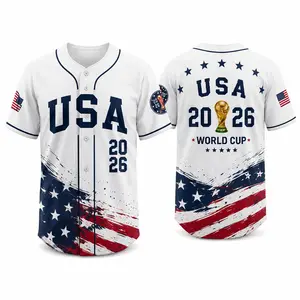 USA 2026 Baseball Jersey for Men Women, American Flag Button Up Sports Shirt, Patriotic Fan Apparel, Casual Graphic Game Day Jersey USA