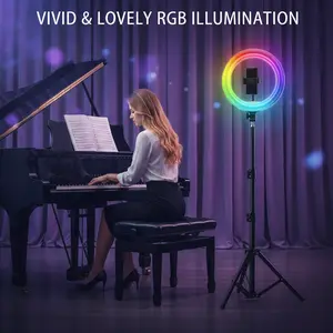 10 Inch RGB Selfie Light with 110cm Stand -Complete Studio Setup for Perfect Makeup, YouTube Videos, and Professional Live Streaming Sessions. #zoom call ulan tripod a rodeluz ring with tripod ring glow youtube tiktok video light #springbreak