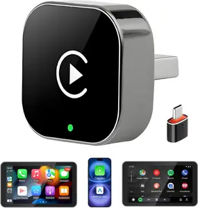 2-in-1 Wireless CarPlay & Android Auto Adapter, Plug & Play CarPlay Dongle Converts Wired to Wireless, Fast Auto-Connect, No Delay, Compact Design for iPhone & Android with USB/USB-C Port(Black)