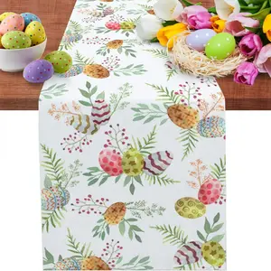 1pc,Easter Decorative Table Runner, Spring Easter Eggs Design, Perfect for Outdoor Coffee Tables & Kitchen Dining Room Settings