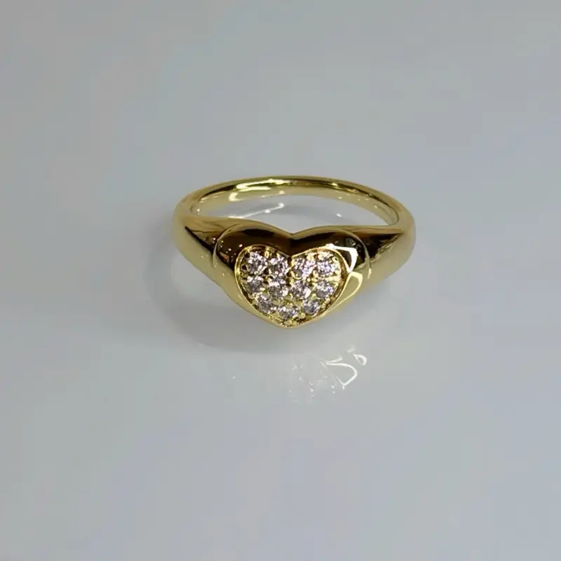 Gold Heart Design Ring #0588- 14K Laminated Gold with Heart Shape, 3 Layers of Protection for Durability
