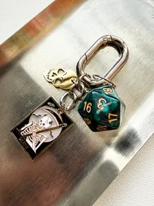 #therockcandy Original Handmade Tarot Major Arcana Death Skull Dice Keychain For Bags, Unique Valentine's Day & New Year Gift