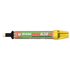 212 MAIN U-Mark A30 Broad Tip Yellow Permanent Marker - 6 per Box, Office Stationery for Computers & Office Equipment Writing Needs