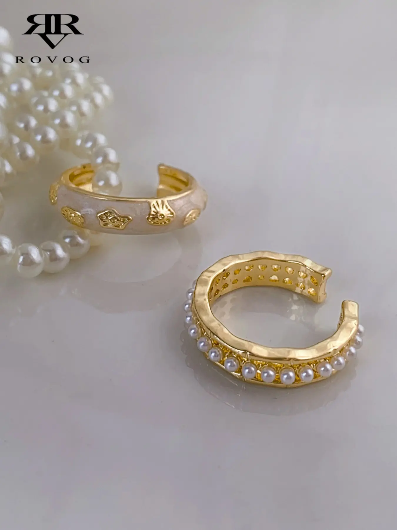 Women's Elegant Faux Pearl Ring Set, Vintage Style Open Design Jewelry, All Season Fashion Accessory for Ladies