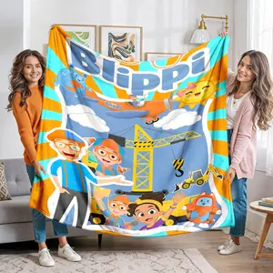 Blippi Baby Blanket, Engineering Car Theme Flannel Throw, Full Print Classic Image, Cozy Nap Blanket, Kids Room Decor, Warm and Cuddly, Cartoon Print Blanket
