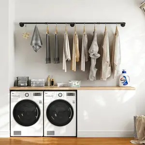 CUGBO 72" Industrial Pipe Wall Mounted Clothes Rack| Heavy Duty Hanging Rod for Closet Storage