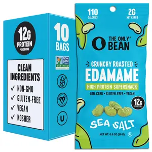Crunchy Dry Roasted Edamame Sea Salt High Protein Plant Snack 11g Protein Low Carb Gluten Free Vegan Keto Friendly Portable 0.9oz Pack 10 Count