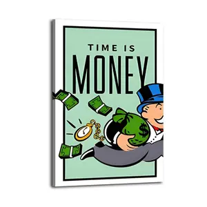 “Monopoly Man 'Time Is Money' Classic Canvas: Trendy Motivational Decor for Business Events & Hustle Meetups”