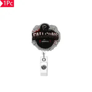 Falcons Football Splatter Design Glitter Badge Reel | NFL Team ID Clip – Perfect for Falcons Fans!
