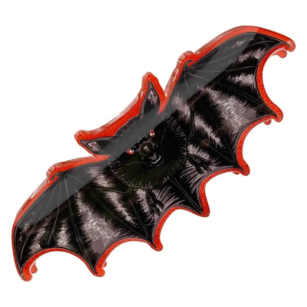 Kreepsville Bat Claw Clip - Gothic Inspired Red Glitter Acrylic Hair Accessory for Dark Looks - Durable 5.6" x 2" Clip