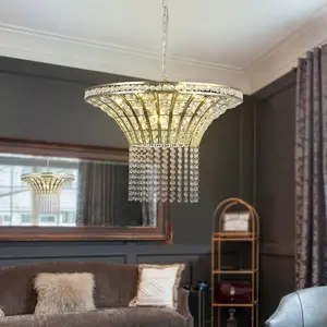 8-Light Crystal Transparent Chandelier Light Fixture for Dining Room Kitchen