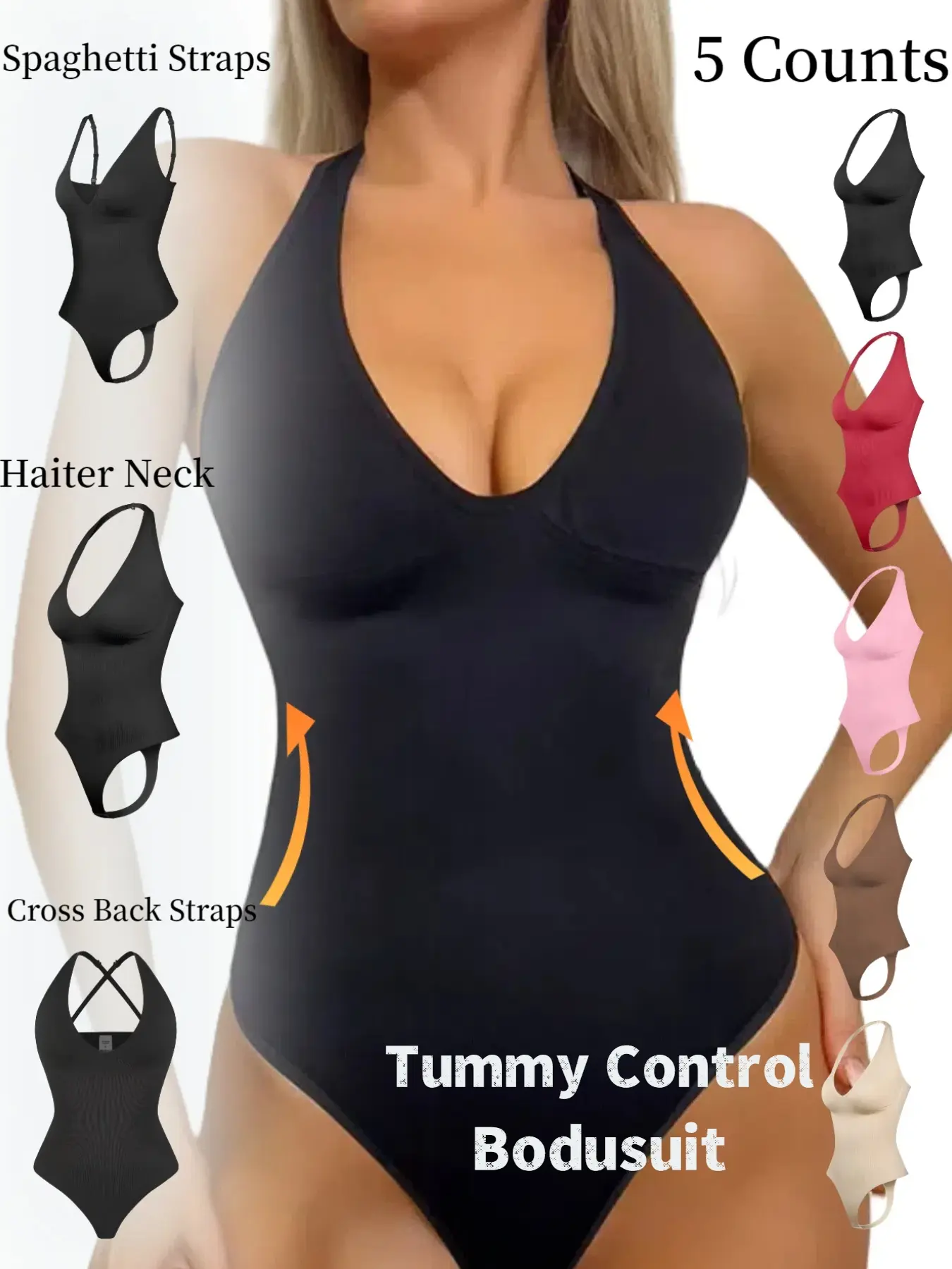 Women's Solid Color Open Bust Design Knit Faja Body Shaper Shapewear Bodysuit, Casual Comfortable Breathable Fit Tummy Control Butt Lifter Shaper, Ladies Shapewear for All Seasons, Womenswear