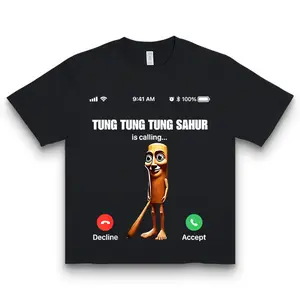 Tung Tung Tung Sahur Calling Phone Graphic Funny T-Shirt