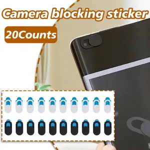 20 Counts Webcam Cover Slide, 10 Black 10 White Strong Adhesive, Stain-Free Installation