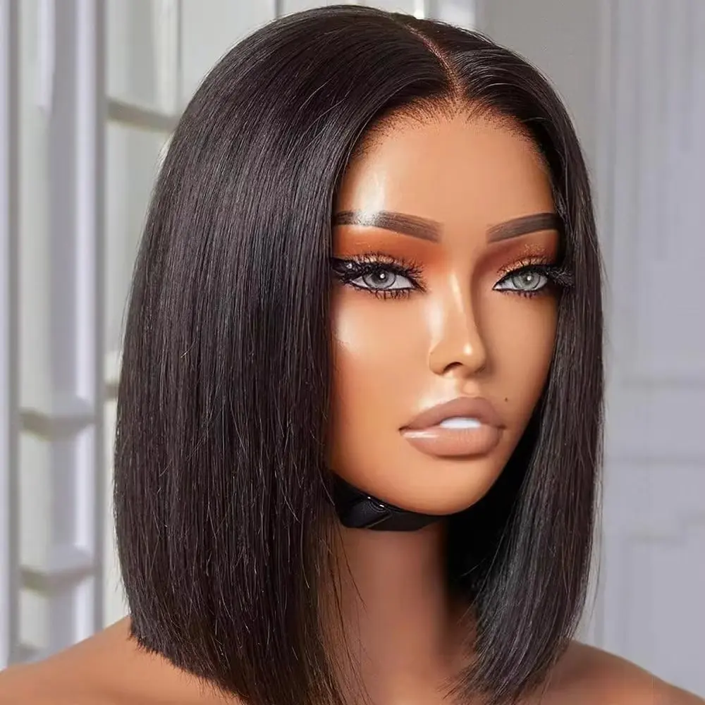 Seeget Short Bob Glueless Wigs Human Hair Ready To Wear Straight Pre Cut 7x5 HD Lace Closure Wig For Women Pre Plucked 180%