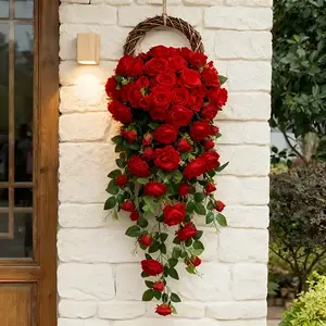 2 Large Artificial Rose Vines, Realistic Flower Bouquets for Home Decoration, Artificial Flowers for Outside, Perfect for Christmas Valentine's Weddings & Garden