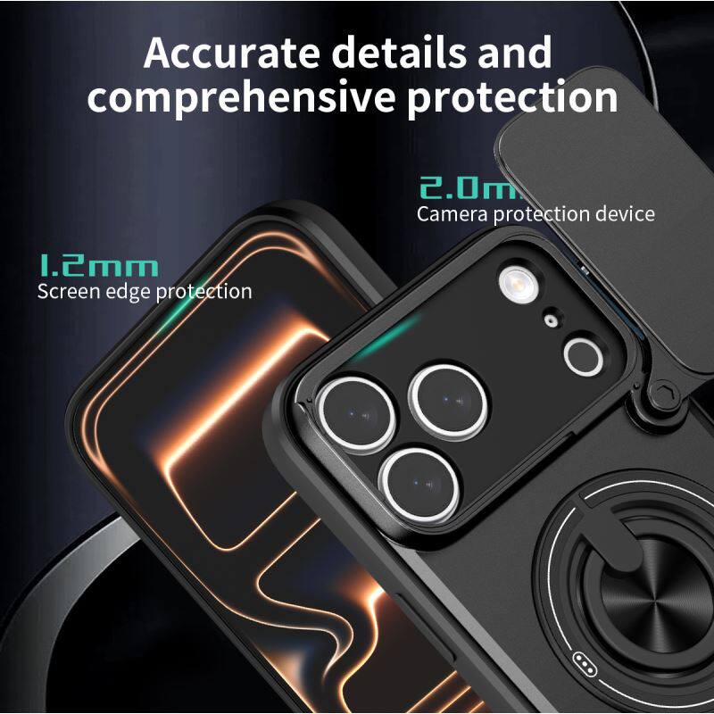Sliding Camera Cover Phone Case with Ring Holder Kickstand, Magnetic Car Mount Compatible, Heavy Duty Shockproof Protective Cover for cases iphone 17 pro max 16 15 14 13 Pro Max Plus Air 16E & Samsung phone cases Four-in-One Military Grade Lens Protector
