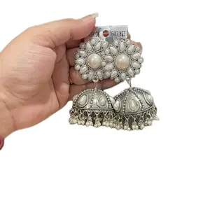 Traditional Oxidized Moti Work Earrings - Fashion Jewelry Accessories for Stylish Wearers